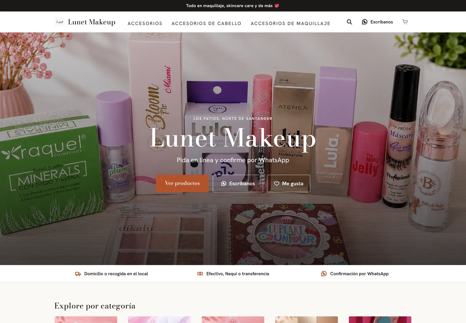 Lunet Makeup, tienda de maquillaje de Los Patios hecha con Más57 y la plantilla Boutique